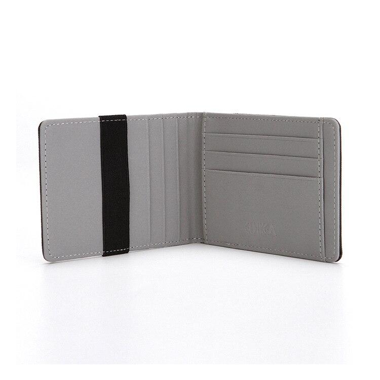 Ably-Bag Heren Korte Portemonnee Pu Leer Creditcardhouder Portemonnee Kaarthouder Slanke Portemonnee Heren Veilige Pu Leer Tas Portemonnees grijze kleur