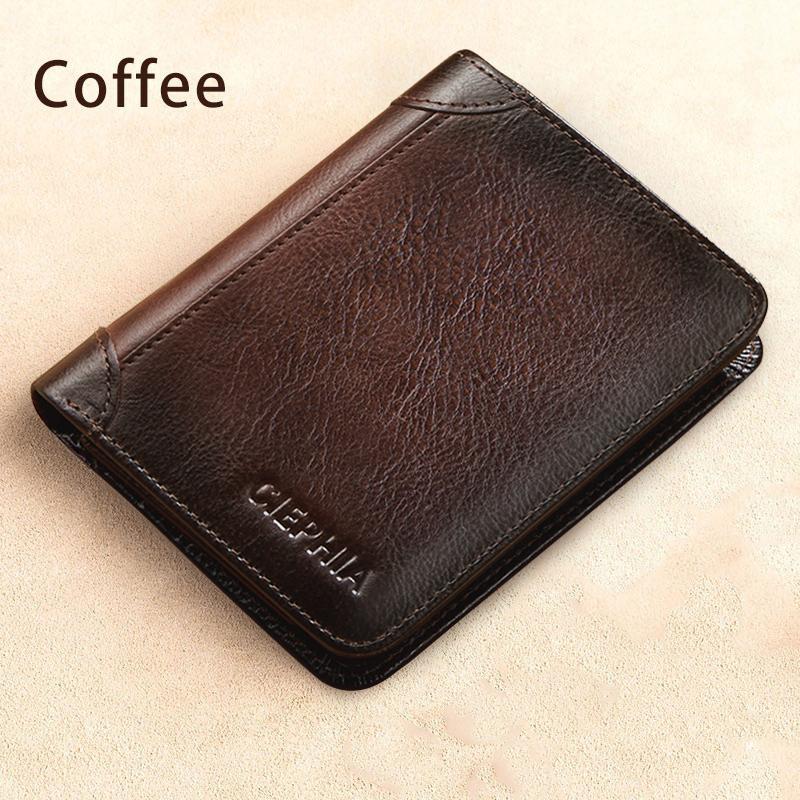 SANDFOX FASHION Echte leren RFID-portemonnees voor mannen Vintage slanke korte creditcardhouder Geldclips Geef cadeaus voor hem koffie
