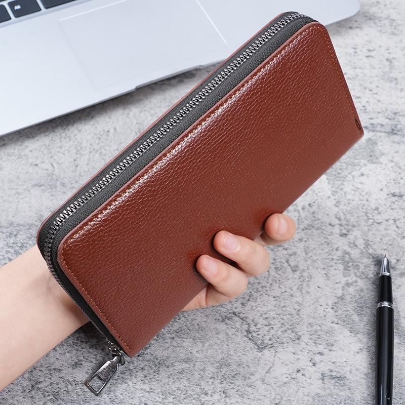 StrideBox Portemonnee met lange rits voor heren: Clutch met grote capaciteit met telefoonsleuf en kaarthouder