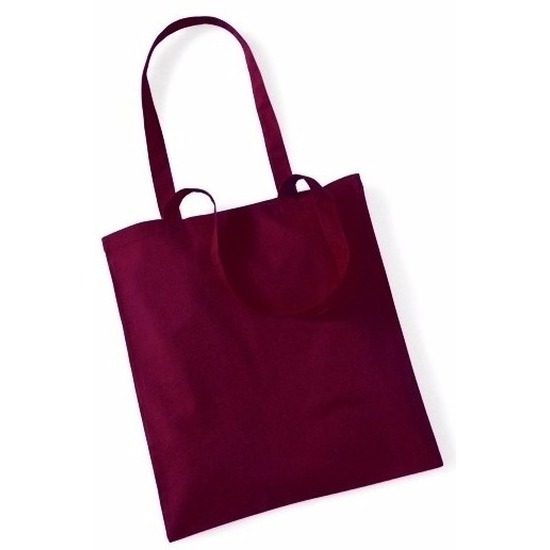 Merkloos 40x Katoenen schoudertassen draagtasje bordeaux rood x cm -