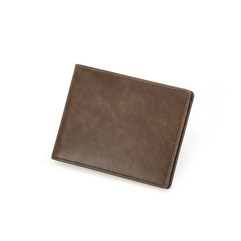 CONTACTS CONTACT'S Echte leren slanke portemonnees voor mannen Magnetische gesp Kaarthouders Geldclips Merk Luxe Designer Mini Heren Portemonnees koffie