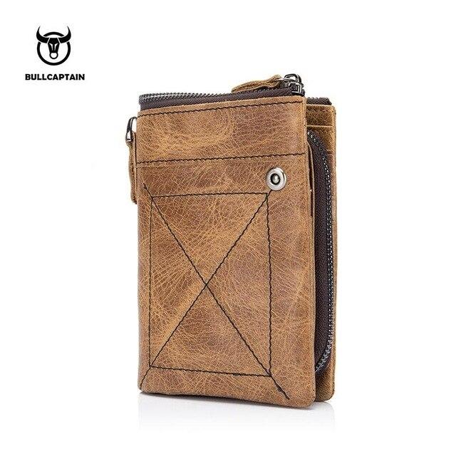 BULLCAPTAIN Authentieke lederen herenportemonnee korte portemonnee kleine retro portemonnee merk hoge RFID nieuwe korte portemonnee 013 bruin
