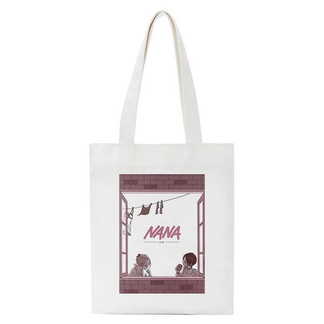 Aidegou15 Boodschappentassen Nana Anime Manga Nana Osaki en Ren Honjo Tote Bag Harajuku Handtassen Schoudertassen Casual Handtas Dames Canvas Tas 34*42cm