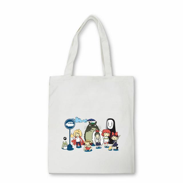 Aidegou20 Studio Ghibli boodschappentas Totoro Miyazaki Hayao Spirit Away Handtassen schoudertas Casual Meisjes Canvas Tas tassen Bolsas 34*42cm