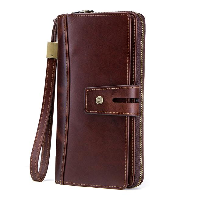 CONTACTS CONTACT'S Crazy Horse leren herenportemonnee, lange kaarthouders voor heren, herenclutch, mannelijke portemonnee