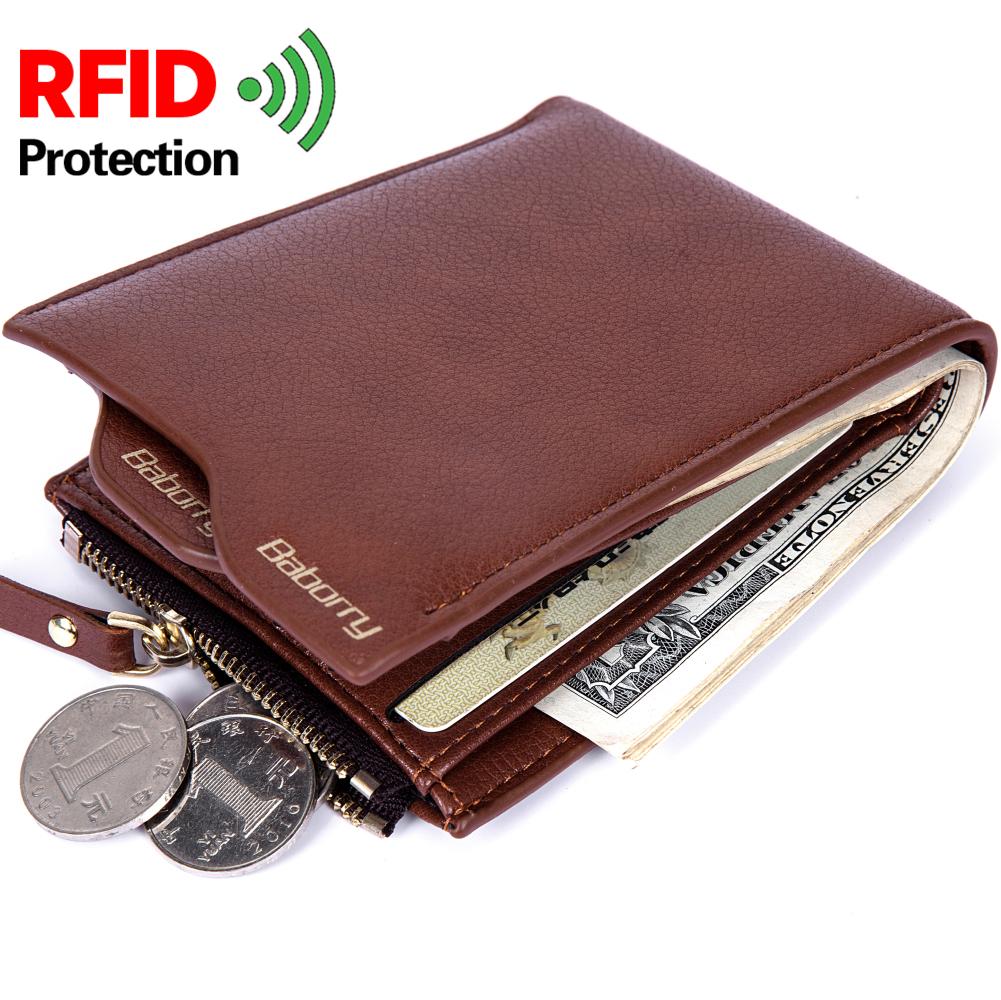 Baborry RFID-diefstalbeveiligingsportefeuilles Nieuwe klassieke leren herenzakken Creditcard-/ID-kaarthouder Portemonnee Portemonnee bruin