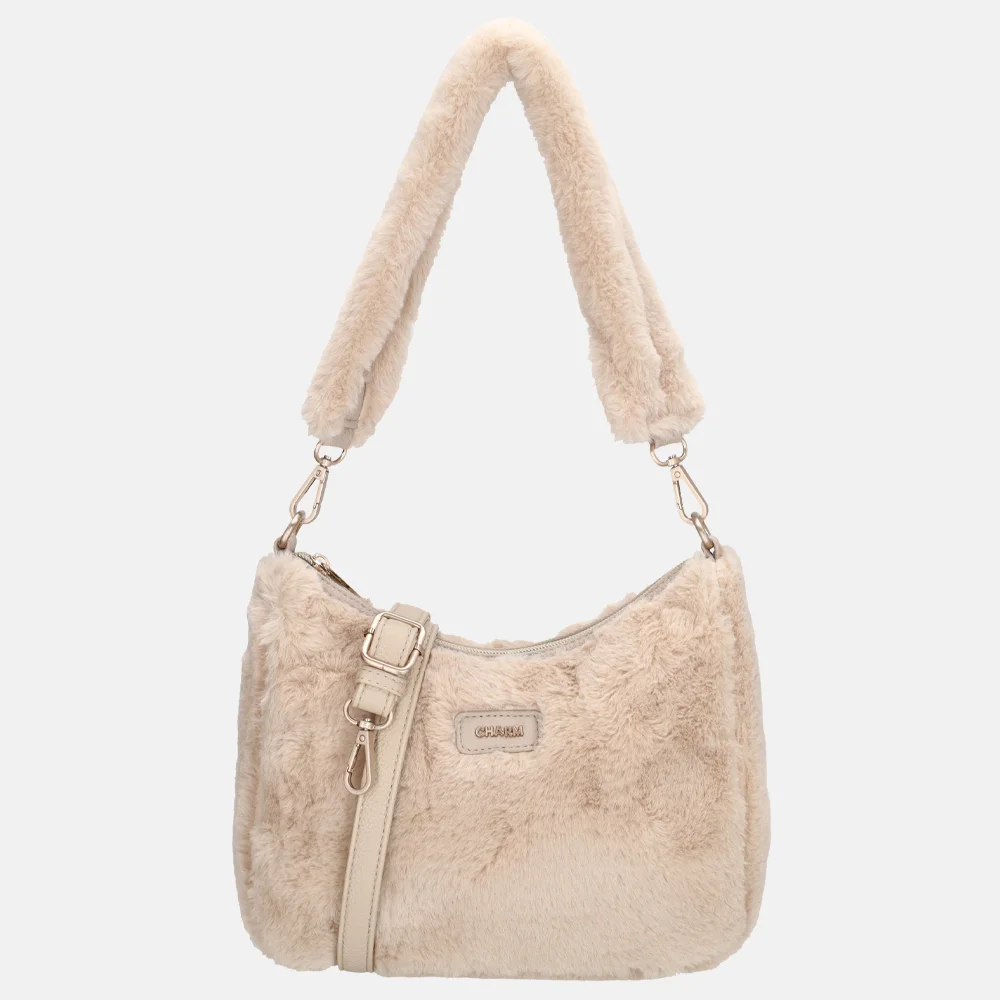 Charm London Alaska schoudertas faux fur beige
