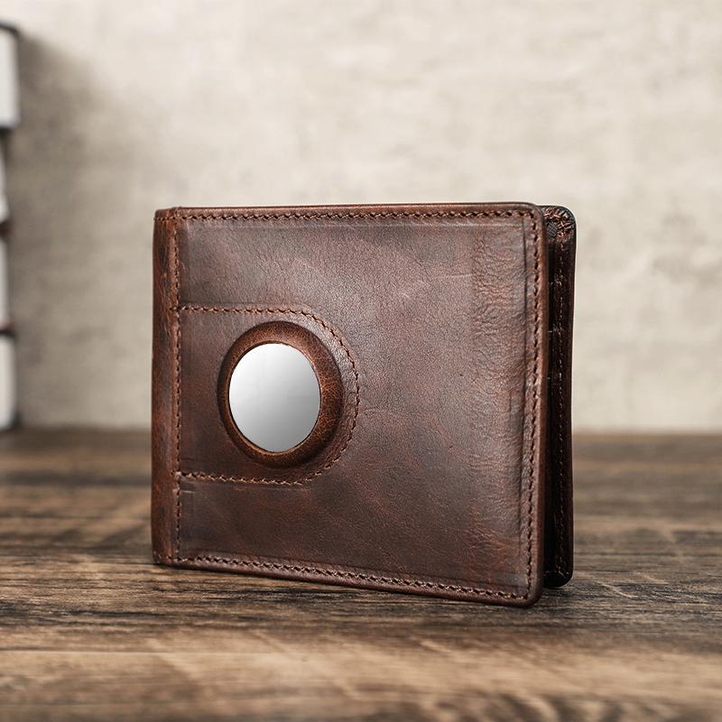 CONTACTS Echte leren herenportemonnee met Airtag-sleuf RFID-geldclip Creditcardhouder Kleine herenportemonnee Muntvak