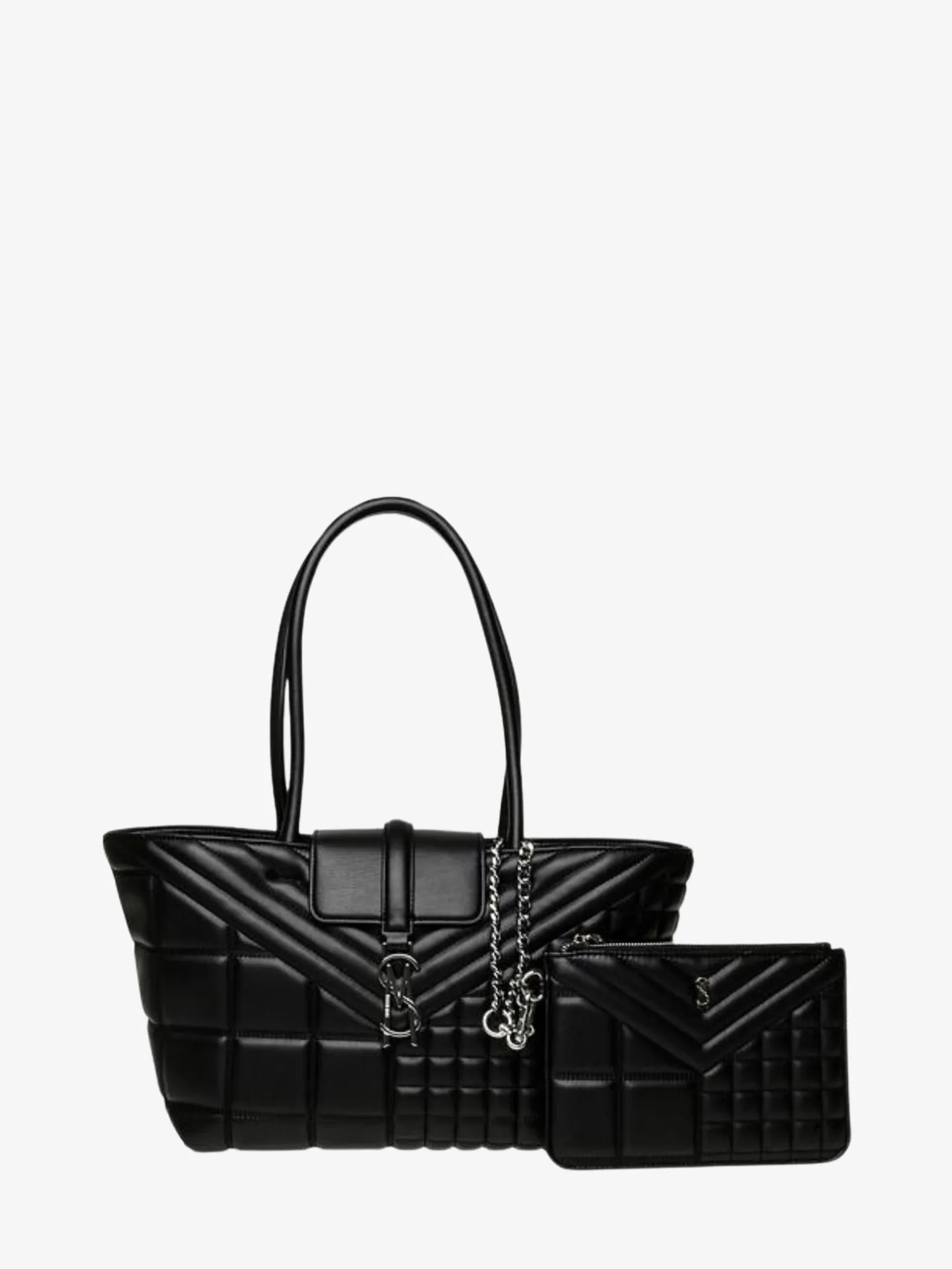 Steve Madden Dames tas shopper bflore zwart zilver