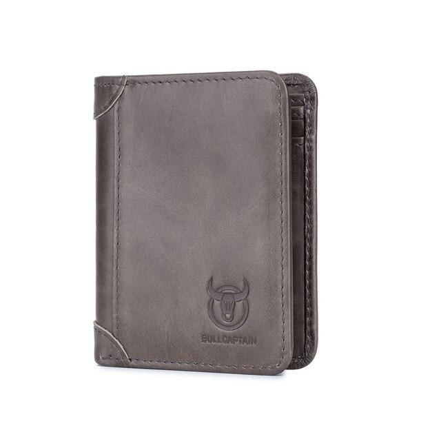 BULLCAPTAIN Echt lederen herenportemonnee Vintage portemonnee Kaarthouder Natuurlijk leer Korte herenportemonnees Dollarprijs Mannelijke portemonnee Cadeau grijs