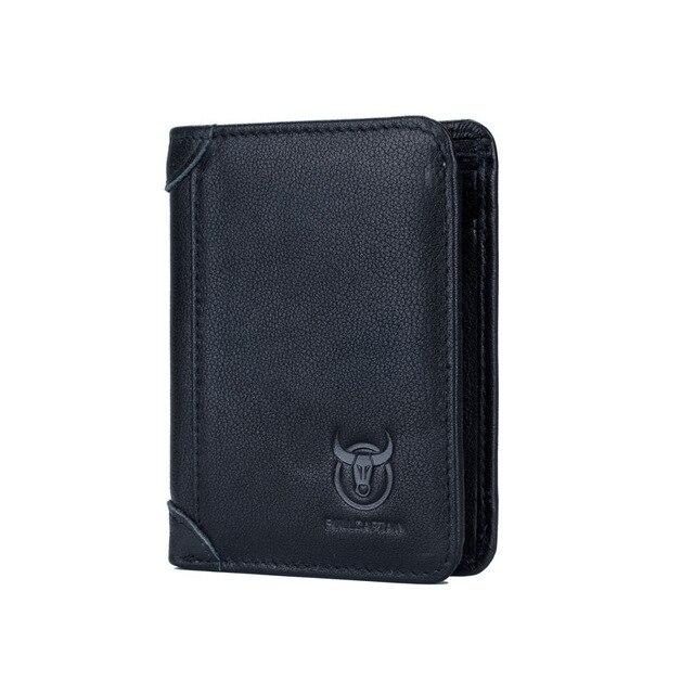 BULLCAPTAIN Echt lederen herenportemonnee Vintage portemonnee Kaarthouder Natuurlijk leer Korte herenportemonnees Dollarprijs Mannelijke portemonnee Cadeau zwart