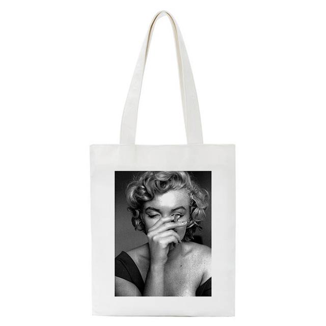 Aidegou2 Boodschappentas Mona Lisa Maria Monroe Esthetische bedrukking Anime Handtas Tote Bag Vrouwelijke Harajuku Shopper Schoudertassen Canvas Tas 24*26cm