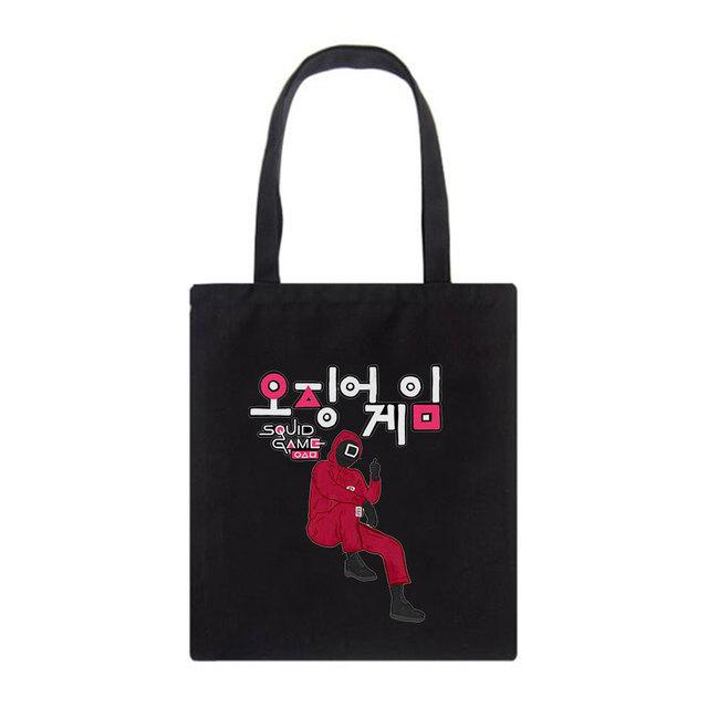 Iaidegou-4 Koreaanse TV Inktvis Game Print Casual Harajuku Vrouwelijke Schouder Canvas Tas High Street Grote Capaciteit Tote Herbruikbare Y2K Boodschappentassen 29*32cm