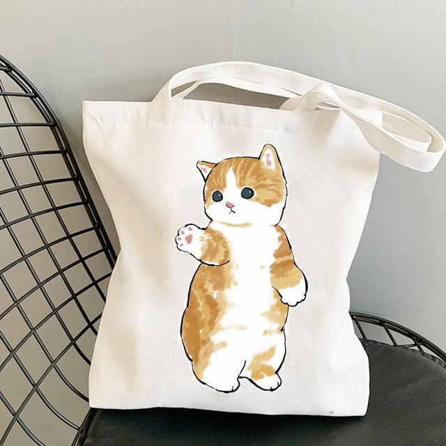 Aidegou2 Kattenhandtas Damesschoudertas met dames Vrijetijdshandtas Outdoor Strandhandtas Opvouwbare boodschappentas Zwart 29*32cm