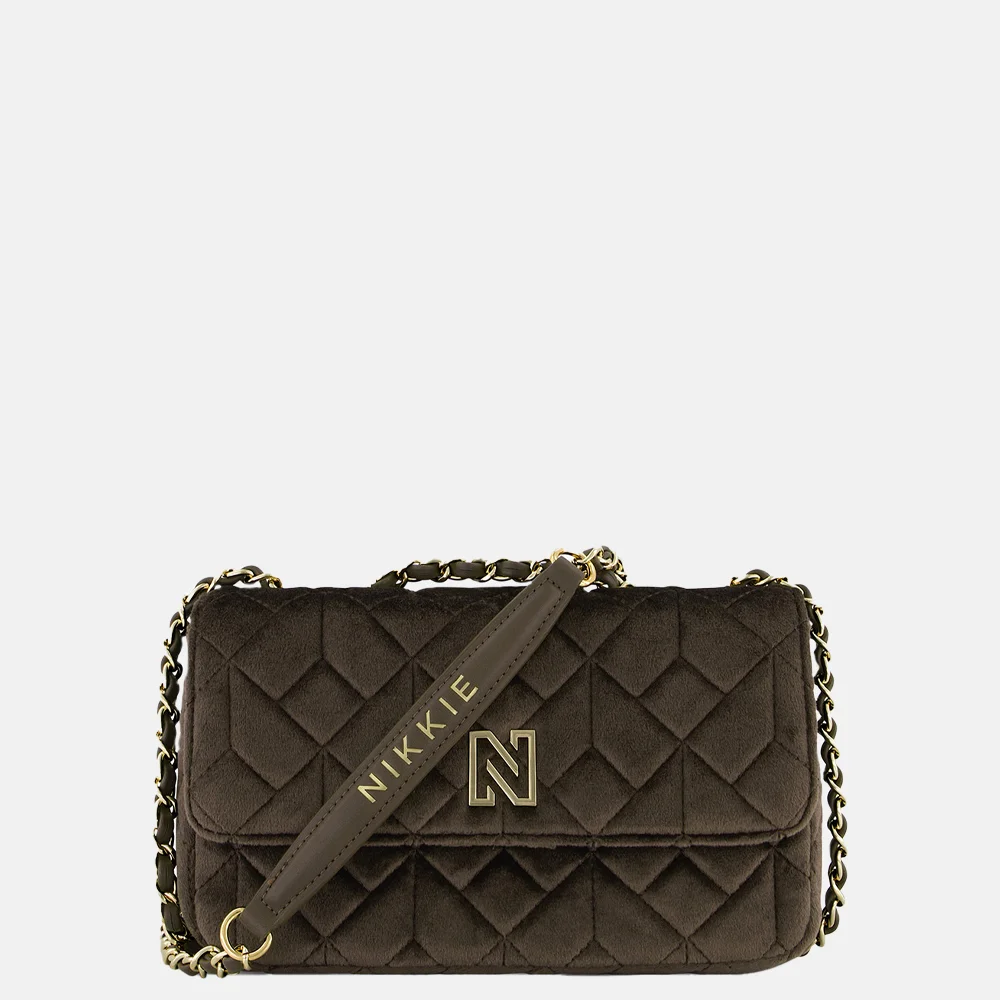 Nikkie Ann schoudertas velvet coffee