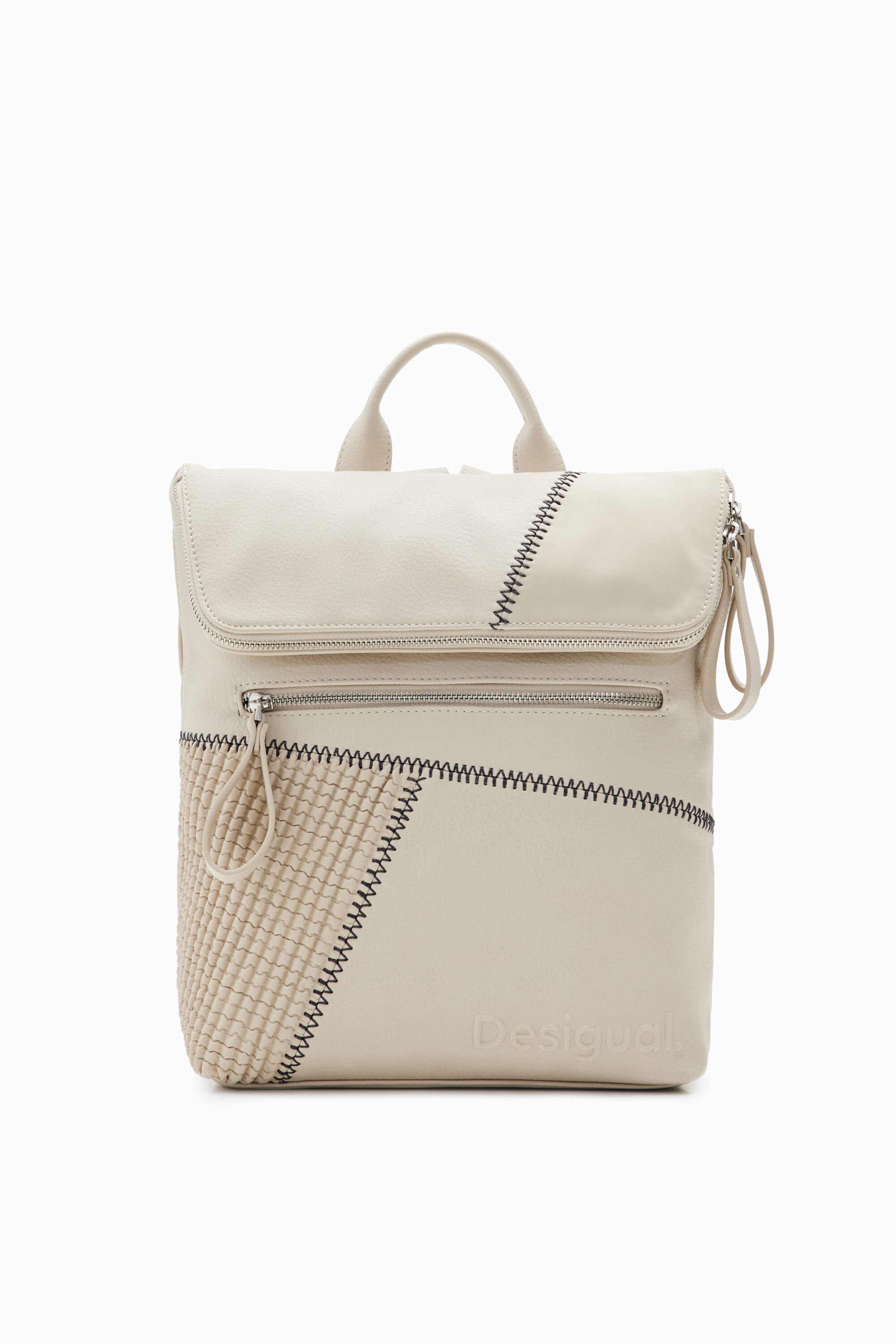 Desigual Middelgrote rugzak met patch - WHITE