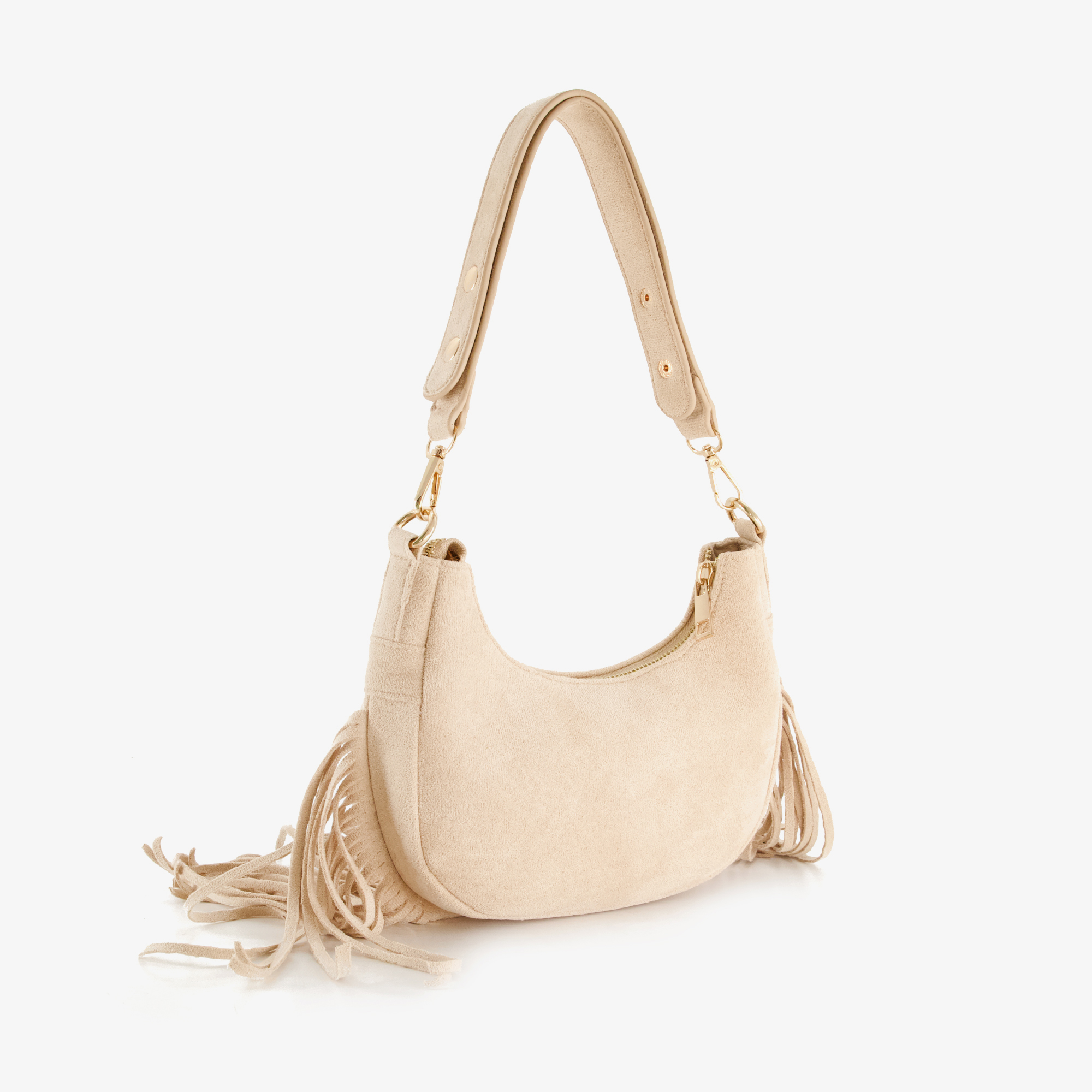 Scapino Dames schoudertas met franjes beige