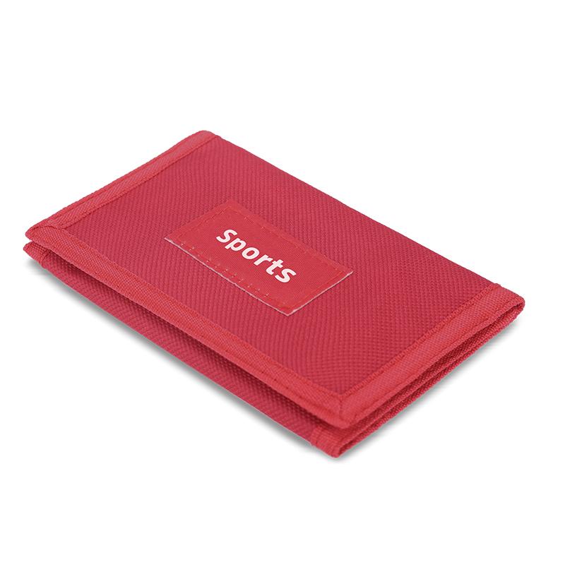 HcanKcan Heren portemonnee kaarthouder zak magische drievoudige kleine geldzak mannelijke munt clutch portemonnee sport casual vrouwen nek portemonnee rood