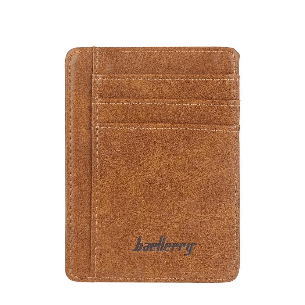 Baellerry Vintage Design Dunne Kaarthouder voor Mannen Vrouwen PU Leer Mode Portefeuilles Portemonnee G617 11cm*8cm*1cm bruin