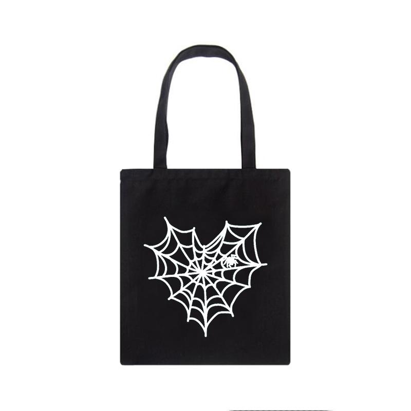 Aidegou17 Spider gothic shopper tas print kawaii casual vrouwelijke canvas tas met grote capaciteit Harajuku casual anime y2k vrouwelijke schoudertassen 34*42cm