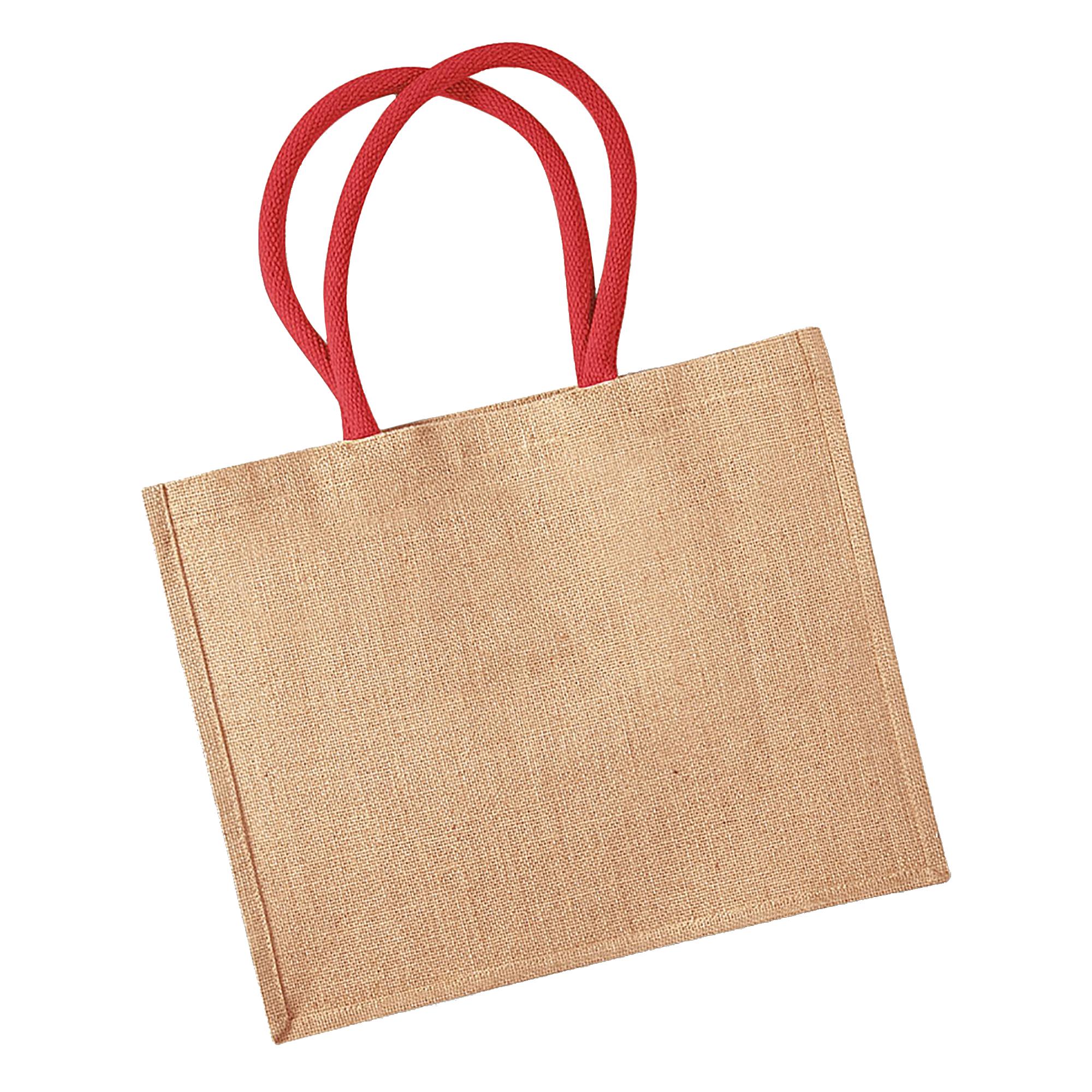 Westford Mill klassieke jute shopper (21 Liter) (Pak van 2) One Size
