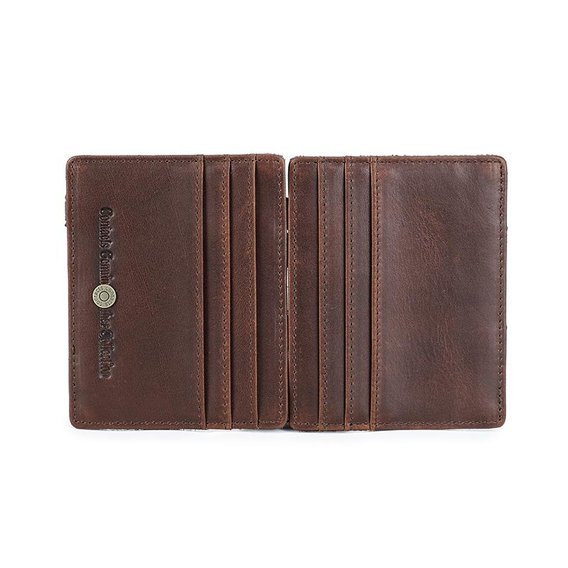 CONTACTS Echte leren heren Magic Wallet-kaarthouder Slim Bifold Mini Geldclip RFID-portemonnee voor mannen Style 1 koffie