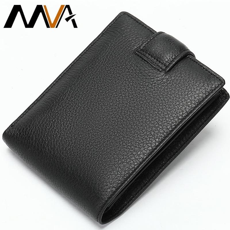 MVA Herenportemonnee Echt leer Bifold Kleine portemonnee Mannelijke ID-kaarthouder Dunne portemonnee voor heren Portefeuilles Casual broekzak Geldzak zwart