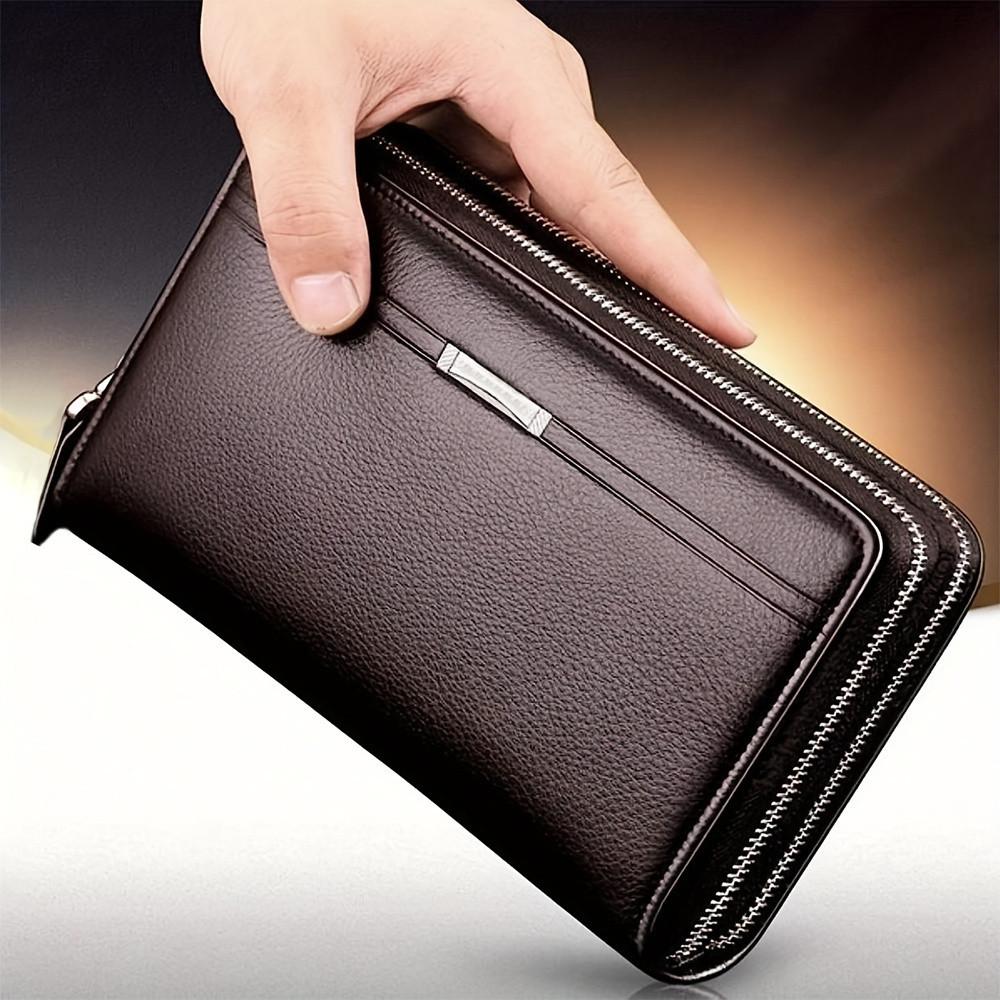 Leather bag Heren portemonnee lange portemonnee leren clutch grote zakelijke handtas telefoonkaarthouder hoesje cadeau voor mannen vader zoon echtgenoot vriend