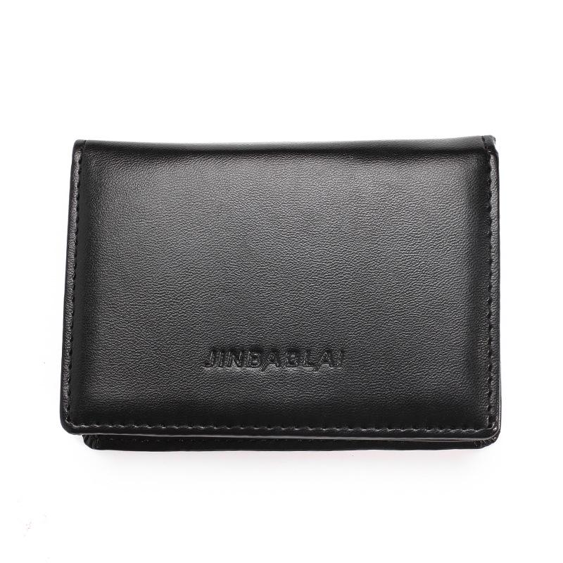 OuBang Leather Card Wallet JINBAOLAI Nieuwe mode herenportemonnee Hoge kwaliteit lederen herenportemonnee Ontwerp Portemonnee ID-houder Korte portemonnee zwart