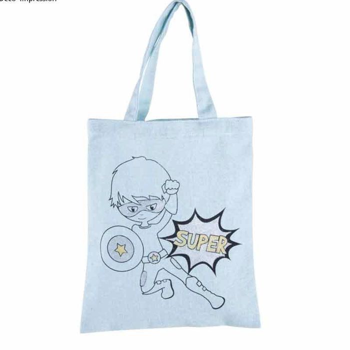MegaCrea Sac en coton - Rayher - 53984356 - Motif Super Héros - Personnalisable - Lavable à 30°C