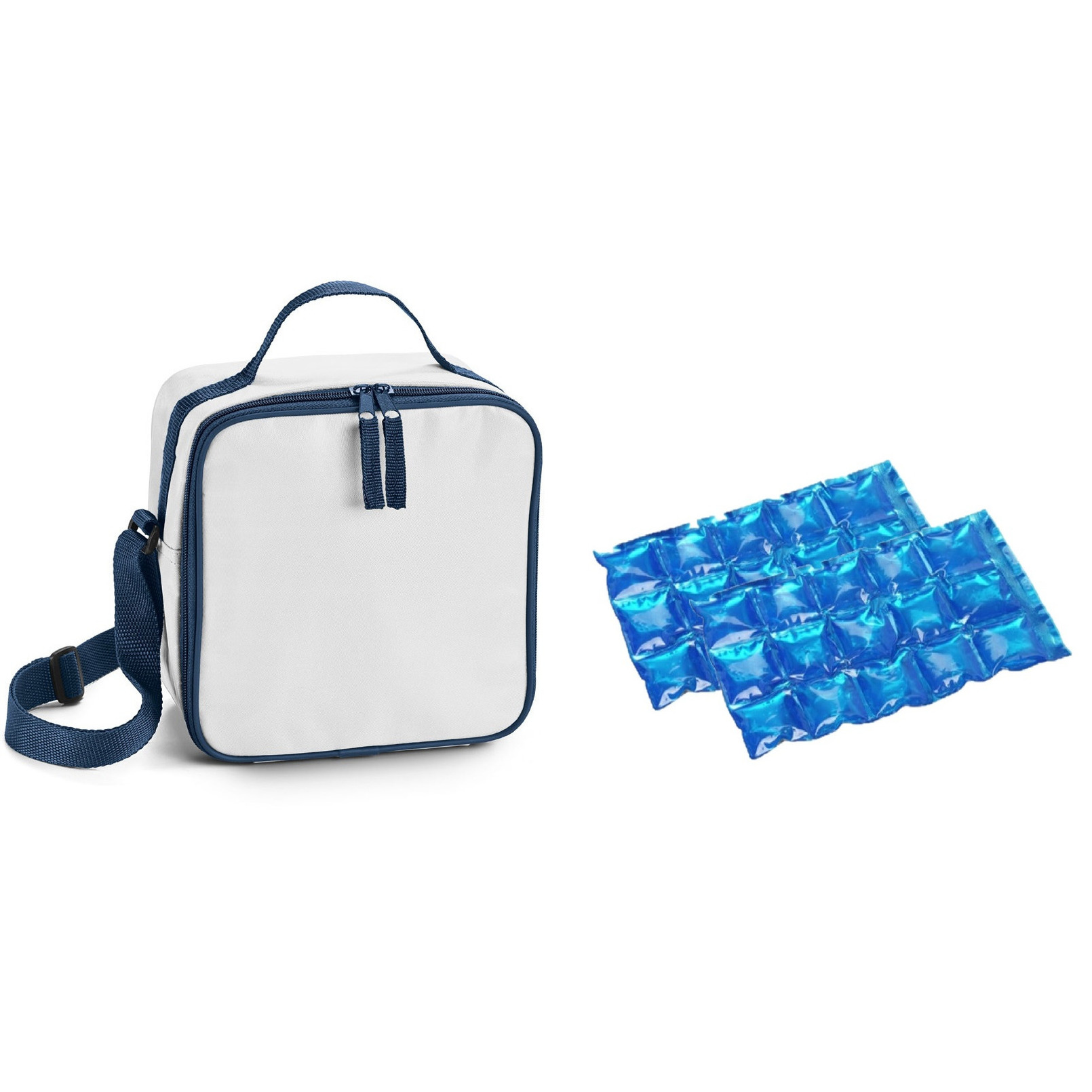 Merkloos Kleine koeltas voor lunch wit met 2 stuks flexibele koelelementen 4.5 liter -