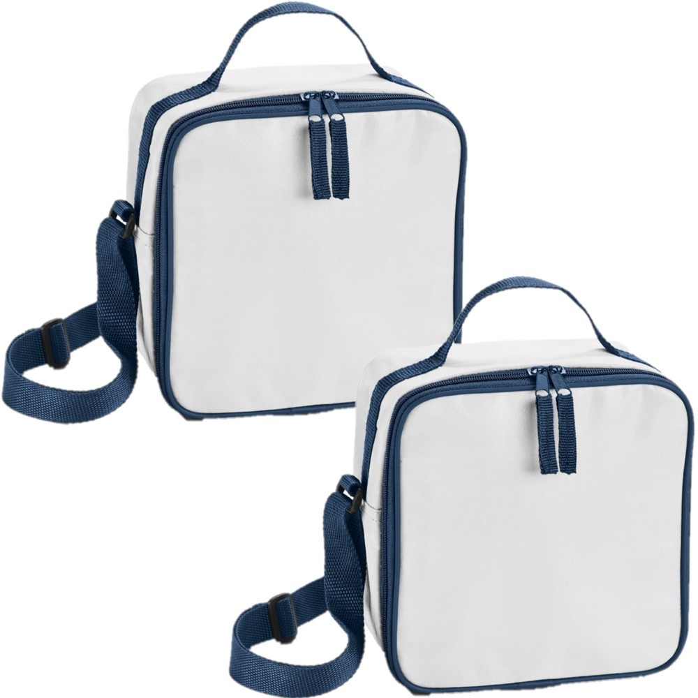 Merkloos Kleine koeltas voor lunch - Set van 2x stuks - wit - 20 x 20 x 11 cm - 4.5 liter - Koeltassen -