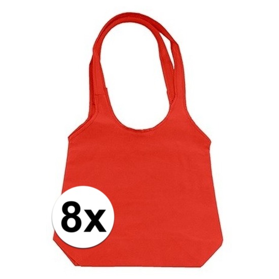 Merkloos 8 x Rode opvouwbare tassen/shoppers -