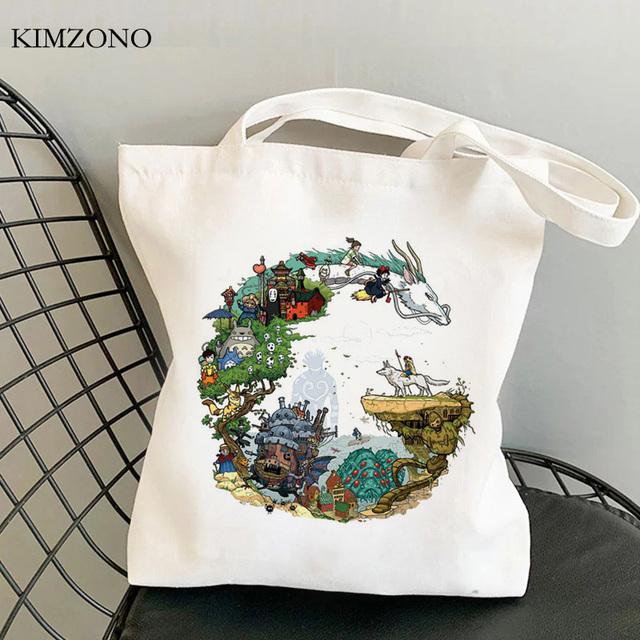 Iaidegou-2 Totoro boodschappentas katoenen canvas shopper boodschappen handtas draagtas sacola bolsas ecologicas stoffen cabas 24*26cm