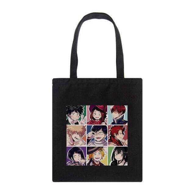 Aidegou29 My Hero Academia Japanse Anime Vrouwen Tas Cartoon Letter Print Hip Hop Grote Capaciteit Mode Punk Vintage Schouder Canvas Tassen 25*30cm