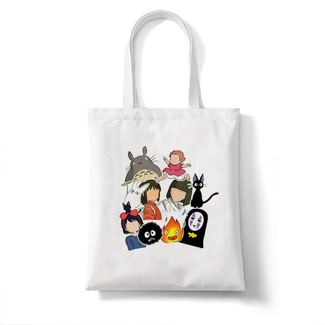 Iaidegou-4 Geen gezicht Man Studio Ghibli Totoro Shopper boodschappentas Anime tas Katoen Tote Eco Herbruikbare Bolso Handtas Tas Eco Tas Herbruikbaar 24*26cm