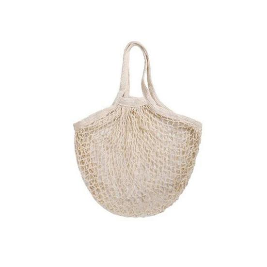 Worry free storage Ademende Mesh-producttas met handvat Katoenen boodschappentas Mesh-tas voor slaapzaal beige