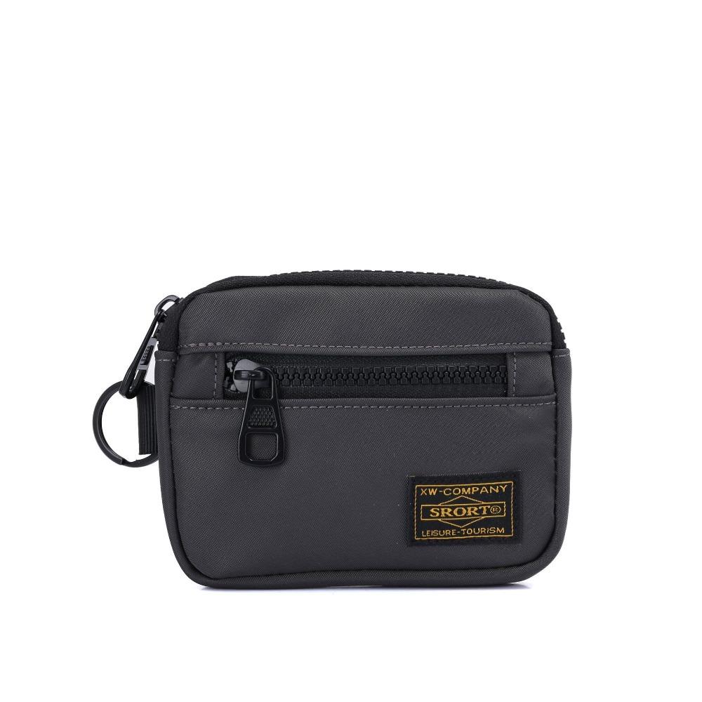 Schoolbag Casual Men's Coin Purse Canvas Zipper Short Wallet Retro Key Holder Small Money Bag Trend Youth Mini Handbag grijs