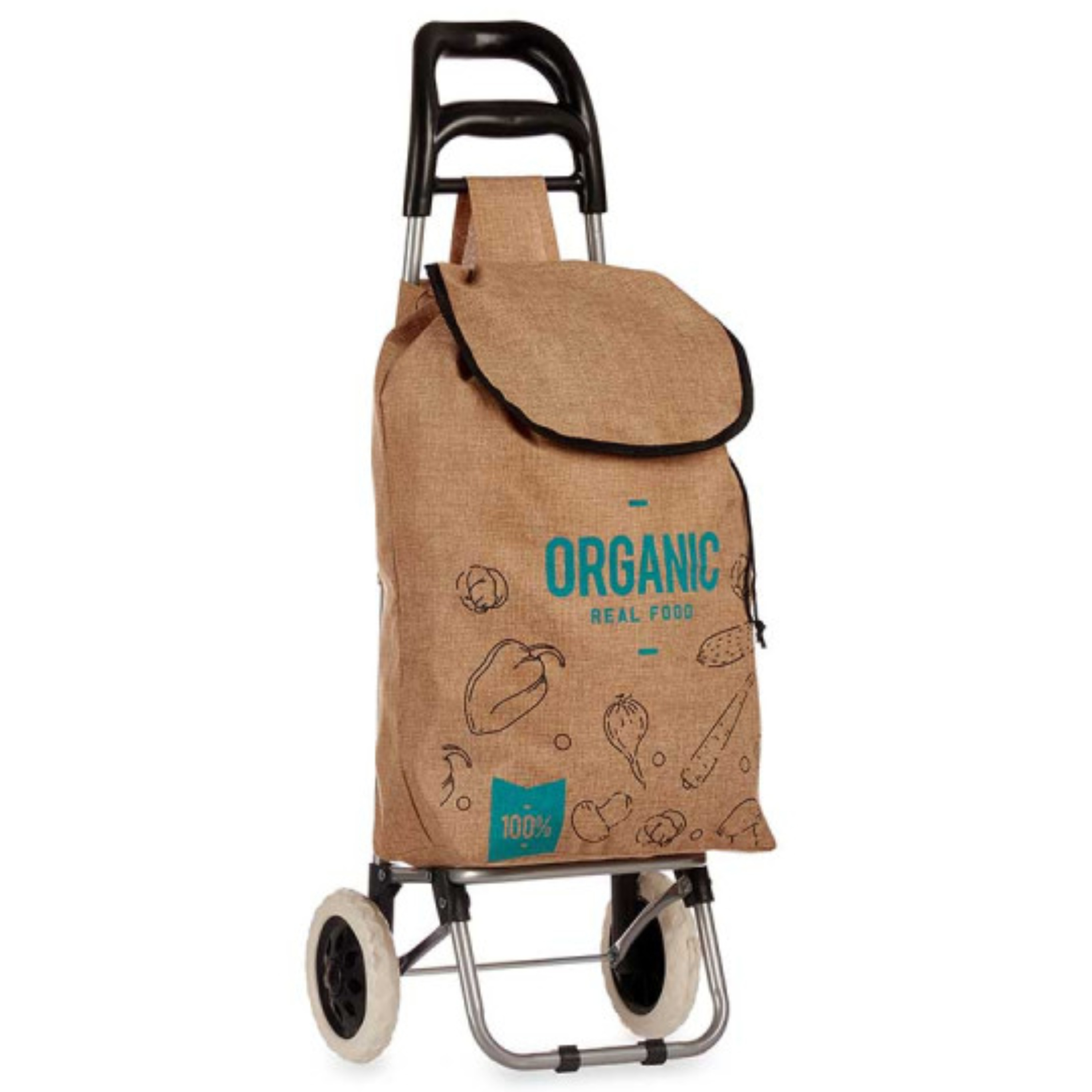 Arte r egal Boodschappen trolley organic - 33 - bruin - 35x95 cm - met wielen -