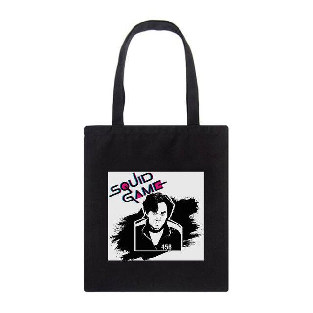 Iaidegou-4 Koreaanse TV Inktvis Game Print Casual Harajuku Vrouwelijke Schouder Canvas Tas High Street Grote Capaciteit Tote Herbruikbare Y2K Boodschappentassen 34*42cm