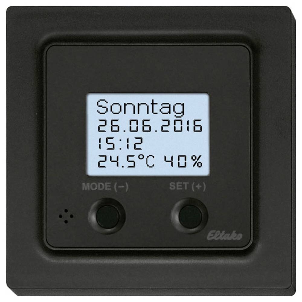 Eltako FUTH55ED/12-24V UC-am Draadloze hygro/thermostaat met klok Draadloos Bereik max. (in het vrije veld) 30 m