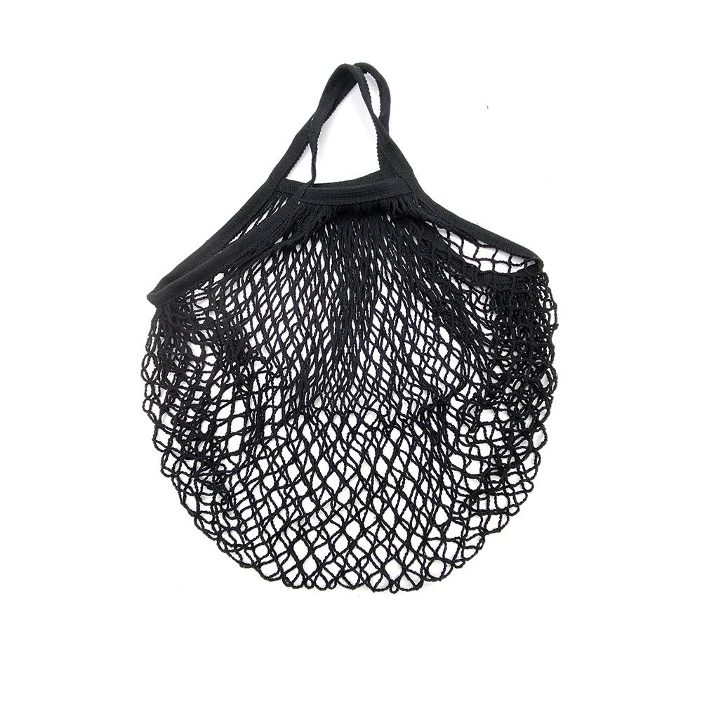 NATAWA Draagbare Herbruikbare Boodschappentassen voor Fruit Groente Tas Katoen Mesh String Organizer Handtas Korte Handvat Net Boodschappentassen Tote black