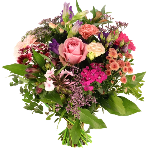 Boeketcadeau Seizoens bloemen roze en paars