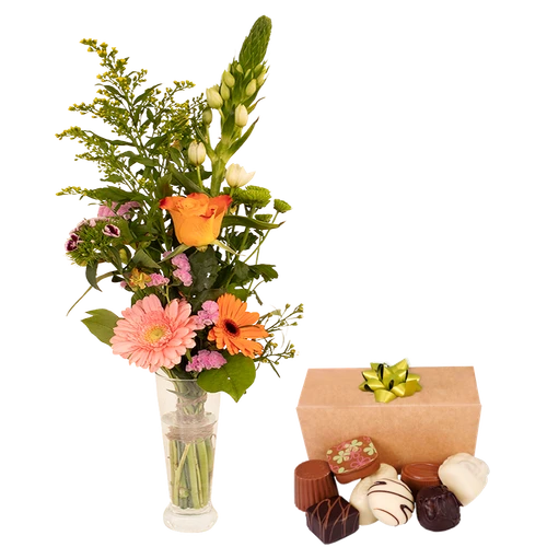 Boeketcadeau Mini plukboeketje + bonbons