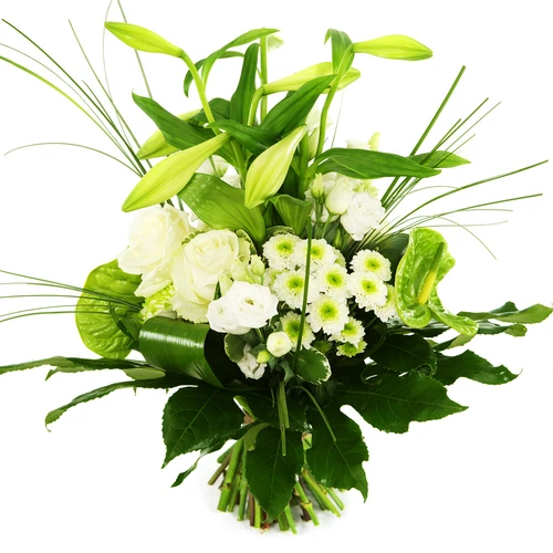 Boeketcadeau Trendy boeket modern wit groen