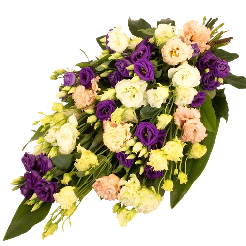 Boeketcadeau Rouwboeket eustomas roze - paars - wit