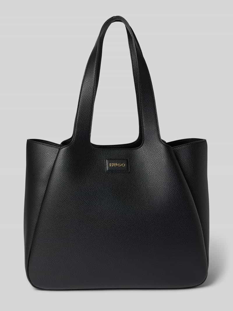 HUGO Shopper in leerlook met logo-applicatie