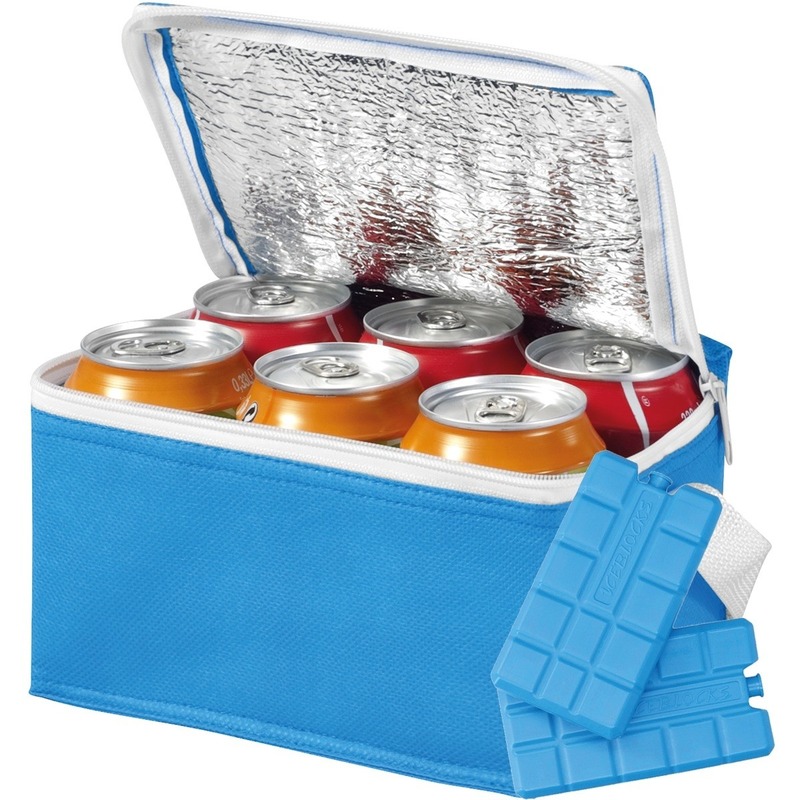Shoppartners Kleine blauwe koeltas met 2x koelelementen set -