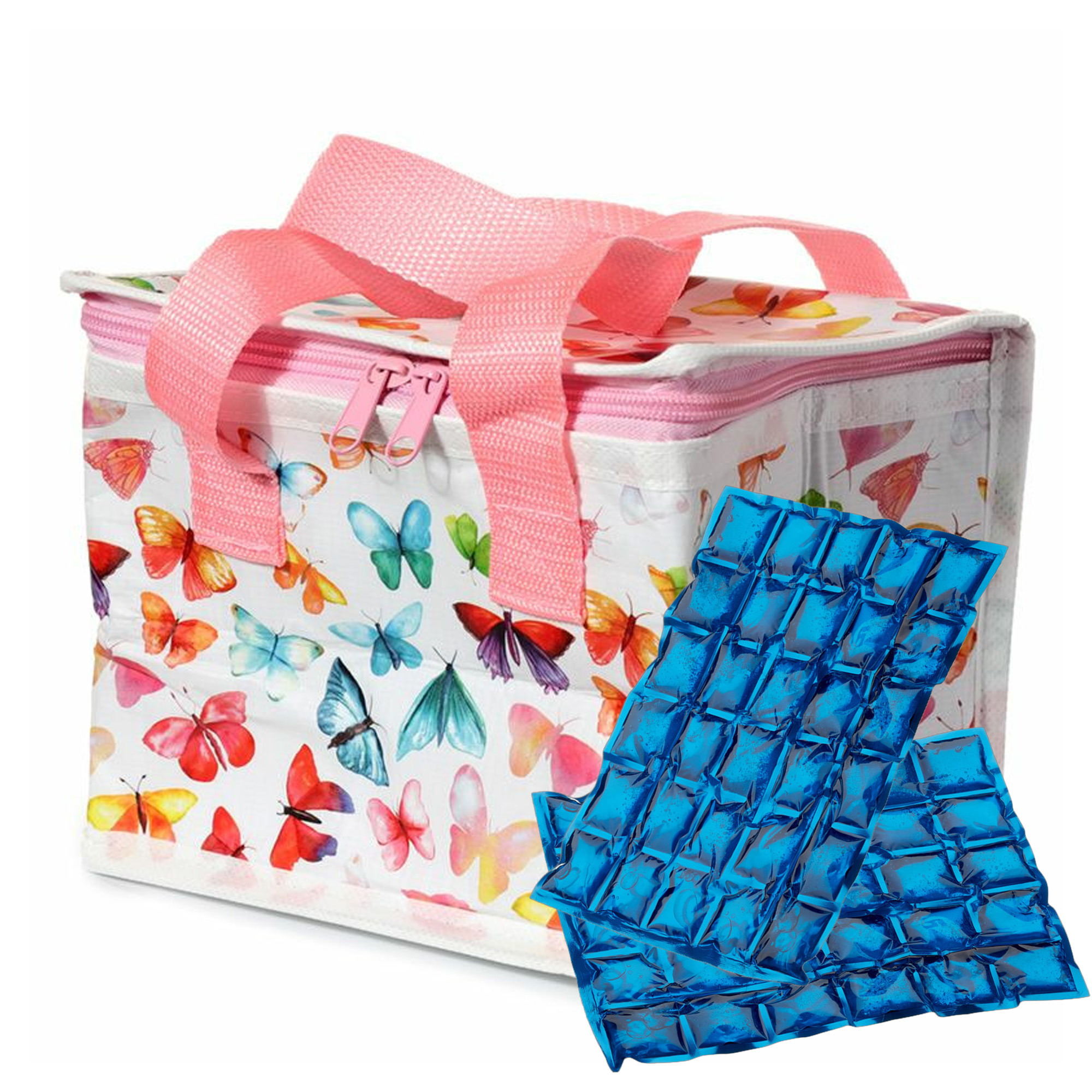 Puckator Kleine lunch koeltas met 2x flexibel koelelement - Vlinder print - 4,4 liter -