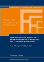 Hans P. Krings, Felix Mayer Sprachenvielfalt im Kontext von Fachkommunikation, Übersetzung und Fremdsprachenunterricht